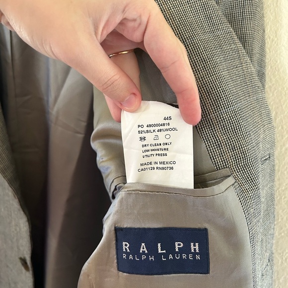 Ralph Lauren Sport Coat Mens 44S Gray Houndstooth Silk Wool Single Vent Lined - Picture 7 of 10